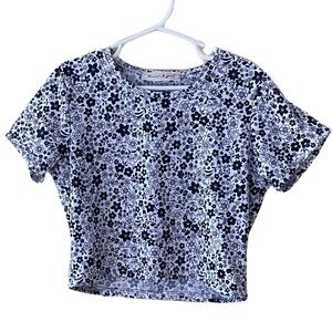 DREAM GIRL Black and White Floral Crop Top